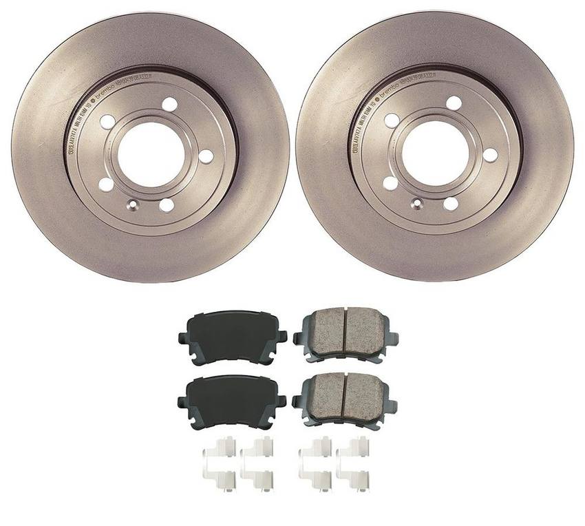 Audi Disc Brake Pad and Rotor Kit - Rear (288mm) (Ceramic) (EURO) 8E0698451J - Akebono Euro Ultra-Premium 4119835KIT